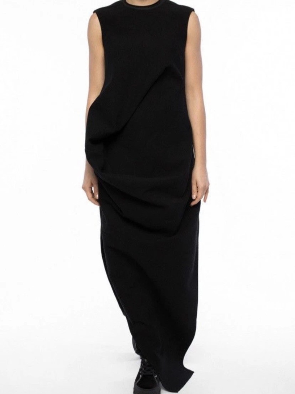 Rick Owens Black Sleeveless Draped Maxi Dress
